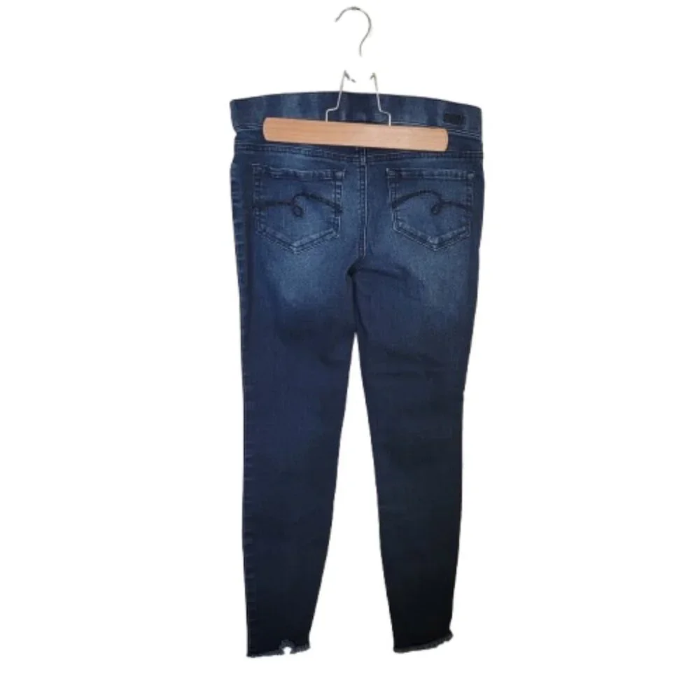 Justice Girls Mid Rise Leggings · Dark Wash Denim Stripe · Large 12
